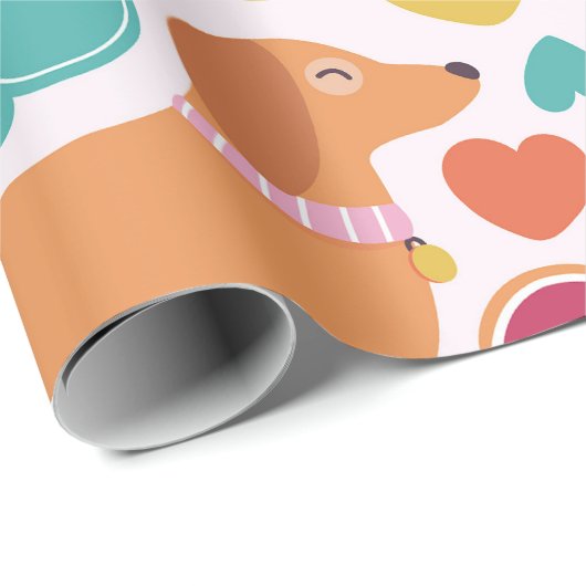 Speels dashondontwerp cadeaupapier (Rol Hoek)