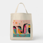 Speels decoratieve vogels met patronen tote bag (Achterkant)