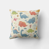 Speels dinosauruspatroon gepersonaliseerd kussen (Achterkant)