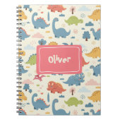 Speels dinosauruspatroon gepersonaliseerd notitieboek (Voorkant)