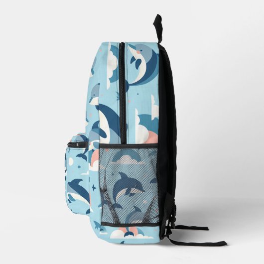 Speels dolfijnenpatroon bedrukte rugzak (Rechts)