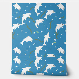 Speels dolfijnenpatroon: een vrolijk Zee-avontuur Behang