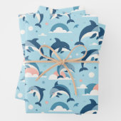 Speels dolfijnenpatroon inpakpapier vel (In situ)