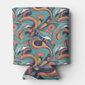 Speels dolfijnenpatroon – Ocean-geïnspireerd desig Blikjeskoeler (Achterkant)