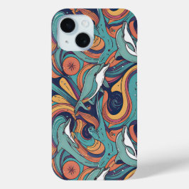 Speels dolfijnenpatroon – Ocean-geïnspireerd desig iPhone 15 Case