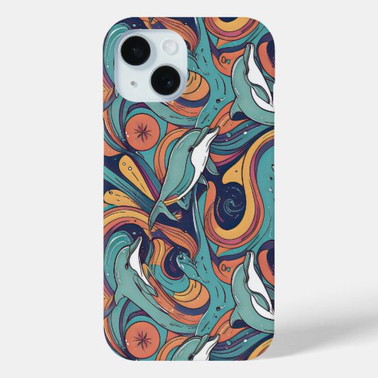 Speels dolfijnenpatroon – Ocean-geïnspireerd desig Case-Mate iPhone Case (Achterkant)