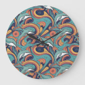 Speels dolfijnenpatroon – Ocean-geïnspireerd desig Grote Klok (Voorkant)