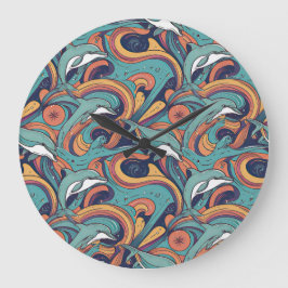Speels dolfijnenpatroon – Ocean-geïnspireerd desig Grote Klok
