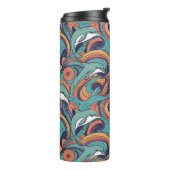 Speels dolfijnenpatroon – Ocean-geïnspireerd desig Thermosbeker (Gedraaid links)