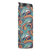 Speels dolfijnenpatroon – Ocean-geïnspireerd desig Thermosbeker (Geroteerd rechts)