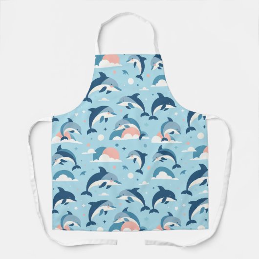 Speels dolfijnenpatroon schort (Voorkant)
