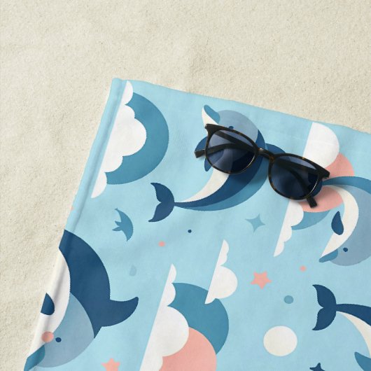 Speels dolfijnenpatroon strandlaken (In situ)