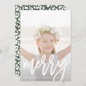 Speels Elegant Merry Script met Leopard Print Feestdagenkaart (Voorkant / Achterkant)