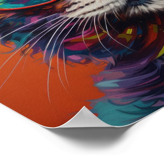 Speels en Bold Cat Poster - Levendige Pet Art voor (Hoek)