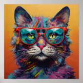 Speels en Bold Cat Poster - Levendige Pet Art voor (Voorkant)
