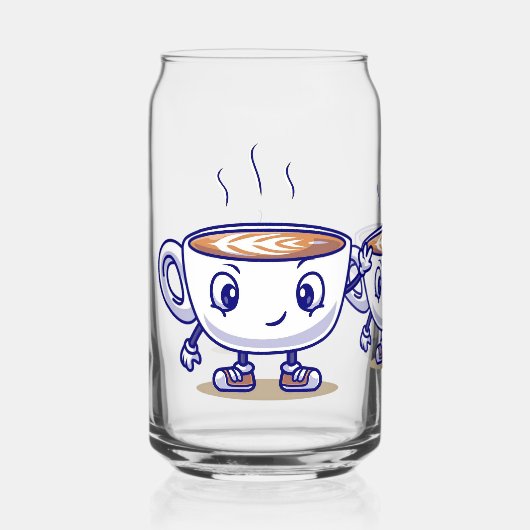 Speels en grappig koffie ontwerp blikvorm glas (Voorkant)