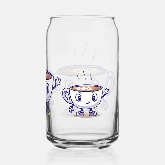 Speels en grappig koffie ontwerp blikvorm glas (Achterkant)