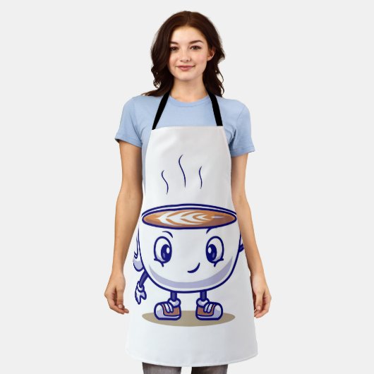 Speels en grappig koffie ontwerp schort (Gedragen)