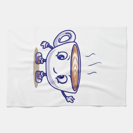 Speels en grappig koffie ontwerp theedoek (Horizontaal)