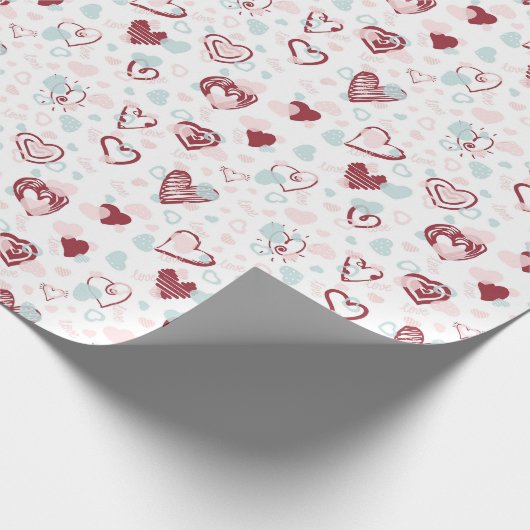 Speels en romantisch hartpatroon cadeaupapier (Hoek)