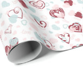 Speels en romantisch hartpatroon cadeaupapier (Rol Hoek)