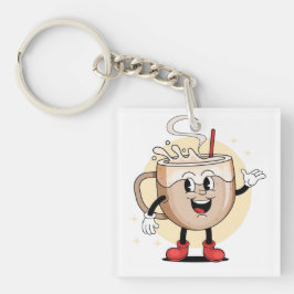 Speels en Schattig koffiekarakter Sleutelhanger