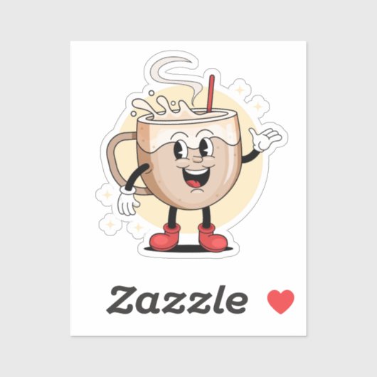 Speels en Schattig koffiekarakter Sticker (Vel)