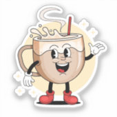 Speels en Schattig koffiekarakter Sticker (Voorkant)