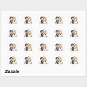 Speels feeërieus koppel – Charmante Kawaii scène Ronde Sticker (Vel)