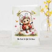 Speels Funky Lieveheersbeestje Design "Het beste k Kaart (Gele Bloem)