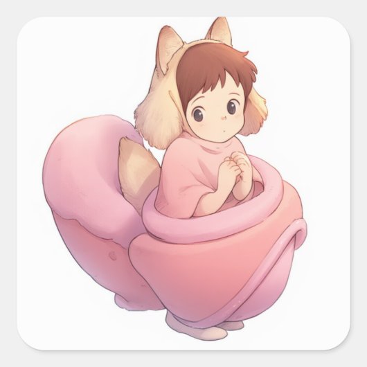 Speels geïnspireerd design vierkante sticker (Voorkant)