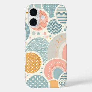 Speels geometrisch doedelpatroon iPhone 16 hoesje