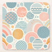 Speels geometrisch doedelpatroon kartonnen onderzetters (Voorkant)