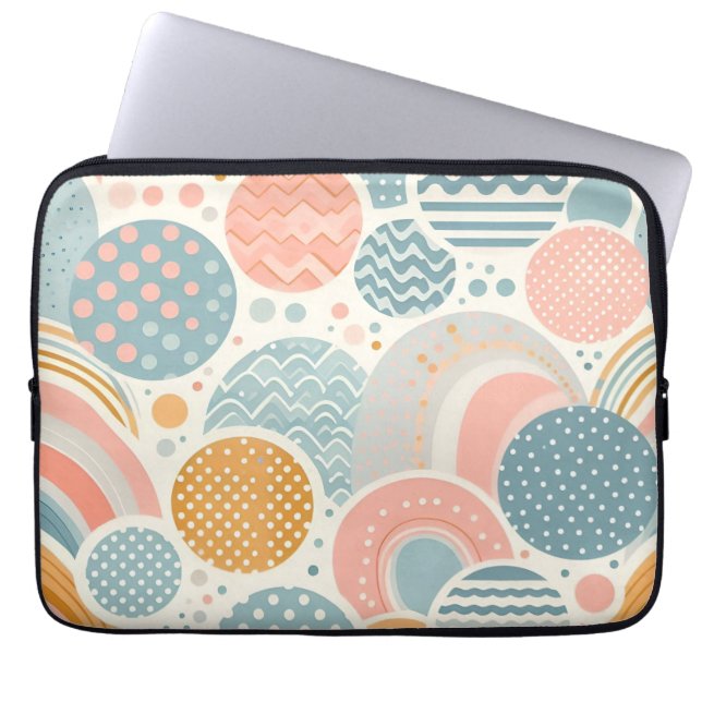 Speels geometrisch doedelpatroon laptop sleeve (Voorkant)