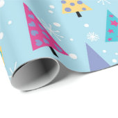 Speels geometrisch kerstboompatroon cadeaupapier (Rol Hoek)