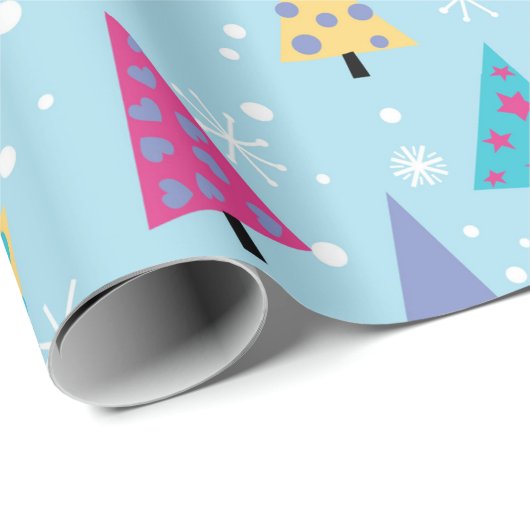 Speels geometrisch kerstboompatroon cadeaupapier (Rol Hoek)