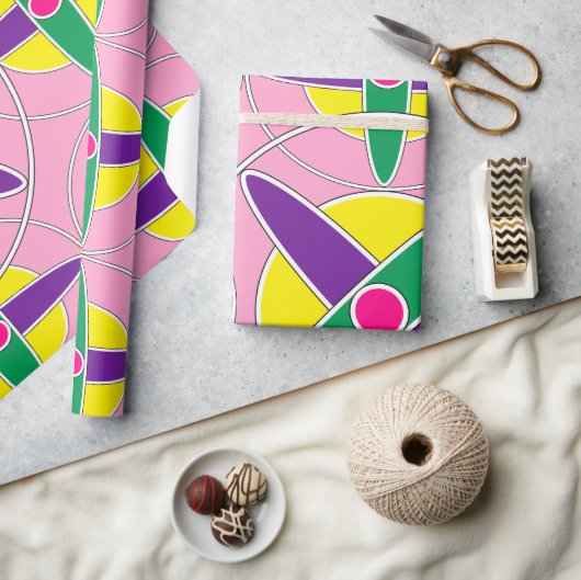 Speels geometrisch kruispatroon cadeaupapier (Crafts)