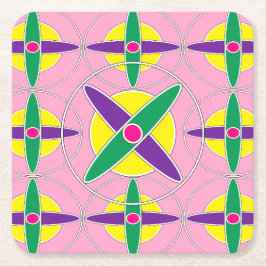 Speels geometrisch kruispatroon kartonnen onderzetters