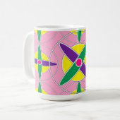 Speels geometrisch kruispatroon koffiemok (Voorkant links)