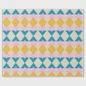 Speels geometrisch patroon Blauwgroen geel roze Sc Cadeaupapier (Vlak)