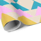 Speels geometrisch patroon Blauwgroen geel roze Sc Cadeaupapier (Rol Hoek)