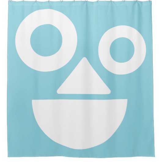 Speels gezicht minimaal grappig blauw douchegordijn (Voorkant)