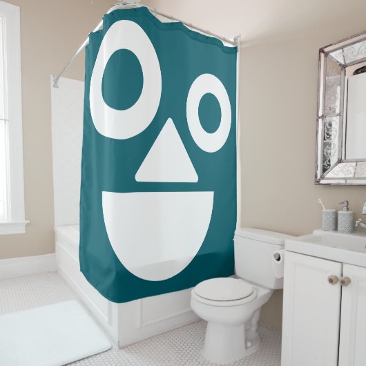 Speels gezicht minimaal grappig douchegordijn (In situ)