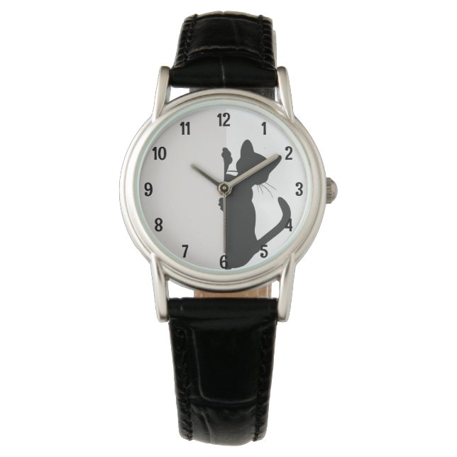 Speels gluren kitty kat - licht horloge (Voorkant)