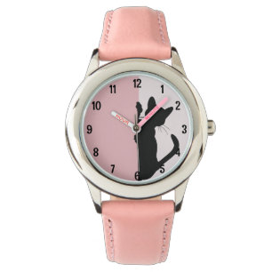 Speels gluren kitty kat - roze horloge