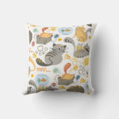 Speels grijs Sinaasappel Cartoon Cat Pattern Desig Kussen (Achterkant)