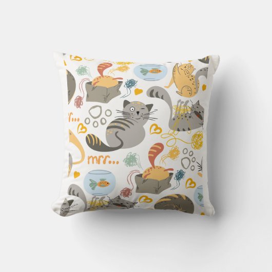 Speels grijs Sinaasappel Cartoon Cat Pattern Desig Kussen (Voorkant)