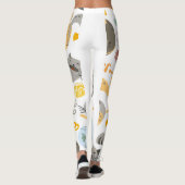 Speels grijs Sinaasappel Cartoon Cat Pattern Desig Leggings (Achterkant)
