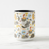 Speels grijs Sinaasappel Cartoon Cat Pattern Desig Mok (Midden)