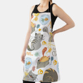 Speels grijs Sinaasappel Cartoon Cat Pattern Desig Schort (Insitu)